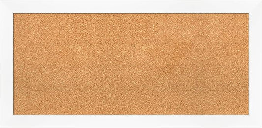 Amanti Art Natural Cork Board for Wall, 19x39 Vision Board with White Frame, Medium Corkboard Office Decor for Home Organization, Modern Corkboard Pinboard to Display Items for Home Organization in