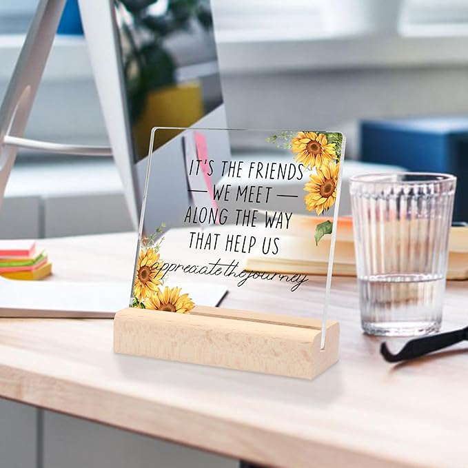 Friendship Gifts for Women, Bestie Gifts Best Friend Birthday Gifts Clear Desk Decorative Sign Farewell Going Away Gifts for Friends Women Graduation Gifts Congratulations Gift