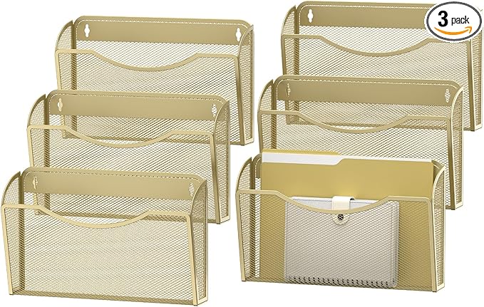 Wall File Organizer,Hanging Wall Mounted File Folder Binder Holder Mail Organizer for Office,Home and School Supplies