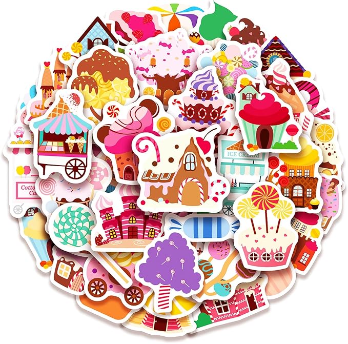 100 Pack Candyland Stickers, Candy Land Party Favors, Birthday Decorations