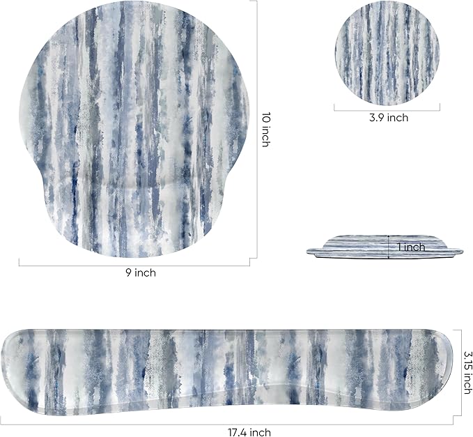 Ergonomic Keyboard Mouse Pad Wrist Rest Support Set for Laptop/Computer/Desktop,Memory Foam Hand Rest Wrist Cushion for Gaming/Office,Lightweight Comfortable & Pain Relief (Ink Painting)