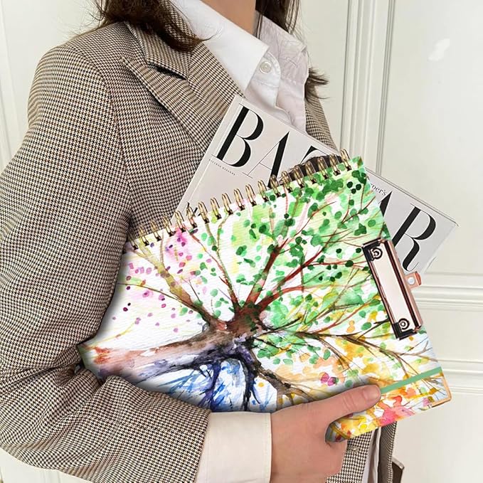 Lateefah Clipboard with Storage, File Folders with Pockets, Nursing Clipboard with Label Stickers and Notepad, Spiral Clip Board with Pen Loop for School, Office Supplies