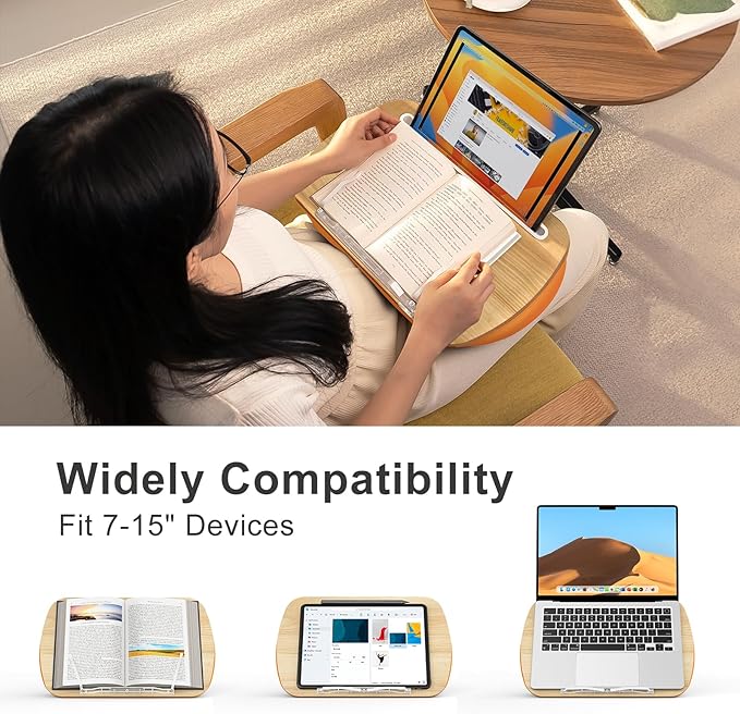 Beanbag Base Book Stand and Comfortable Book Pillow Stand for Bed,Desk,Sofa ERGONOV Reading Pillow Stand for Kindle,iPad,Tablet Minimize Neck Strain Perfect Idea for Book Lovers(Orange)