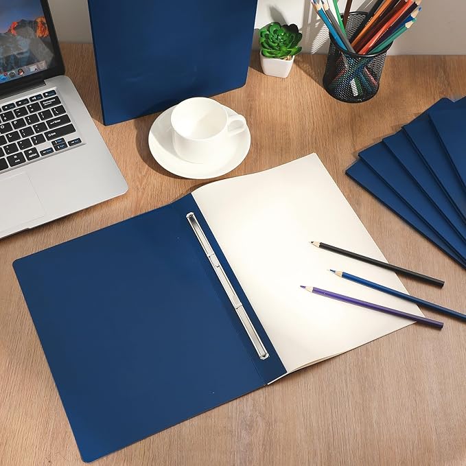 gisgfim 12 Pcs 8.5 x 11'' Pressboard Report Cover 3" Capacity Prong Clip Report Cover Metal Prong Fastener with Compressor Letter Size Presentation Report Folder for Bind Proposal Document