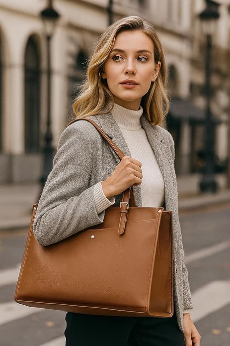 Laptop Tote Bag Women, Work Tote with Multi Pockets, Nurse Bag with Large Cup Holder, For Work, Travel, Daily Use