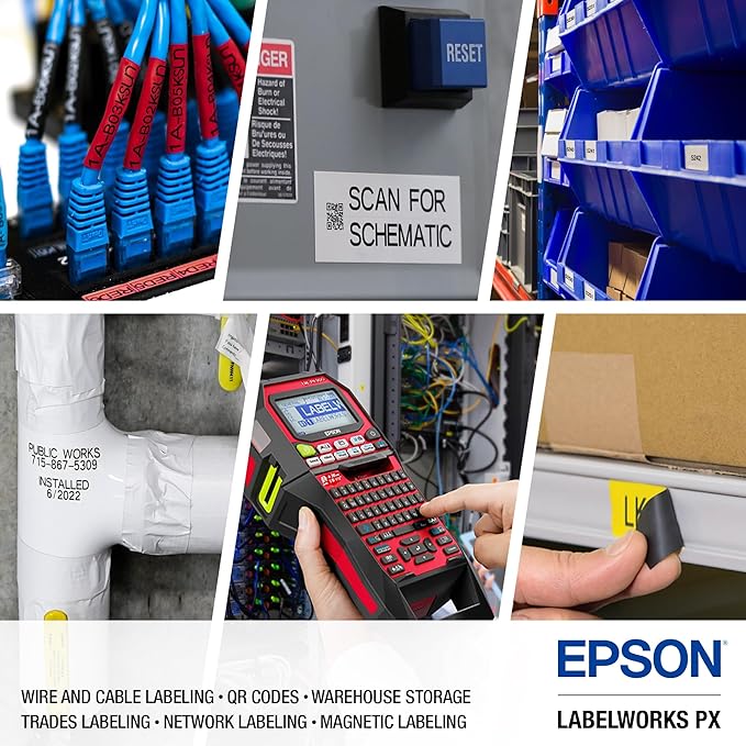 LABELWORKS Epson LW-PX900 Industrial Label Maker - Portable Handheld Label Printer Compatible with All Epson PX Tape Types