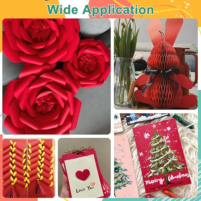 OcePor 100 Sheets Valentine's Day Red Cardstock Paper, Colored Printer Paper 8.5 x 11, Card Stock Thick Construction for Craft,Scrapbook，Office Printing, Invitations, Certificates，92 lb/250gsm