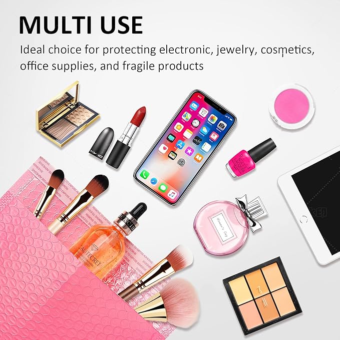 Large Bubble Mailers 12x18'' 100 Pack and 24PCS Fragile Stickers Pink Thick Waterproof Padded Poly Envelopes Bubble Wrap Mailers Self Seal Shipping Bag for Small Business Shipping Envelope Mailers #5