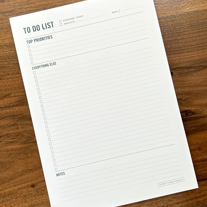 Two Tumbleweeds To Do List Notepad - Daily Task Planner, Checklist, and Organizer - Planner pad for work and school productivity - 7 x 10" - 50 Sheets