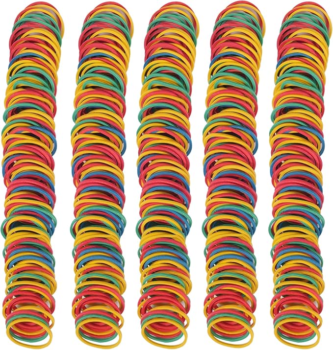 AMUU Rubber Bands 750pcs Colour Elastic Band Size 25mm 1 inch Rubber Bands Small for Office Supplies School Home