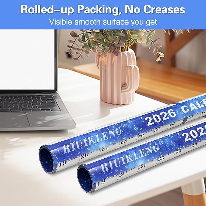 24" x 36" 2026 Wall Calendar Erasable Starry Sky, Wet & Dry Erase Large Laminated Annual Yearly Planner - 12 Month Horizontal/Vertical Calendar January to December for Easy Planning, Organizing