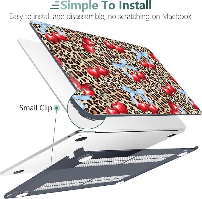 DONGKE Compatible with M4 MacBook Air 15 inch Case 2025-2023 A3241 A3114 A2941 M3 M2 Retina Display Touch ID, Plastic Hard Case & Keyboard Skin for MacBook Air 15" - Leopard Cherry