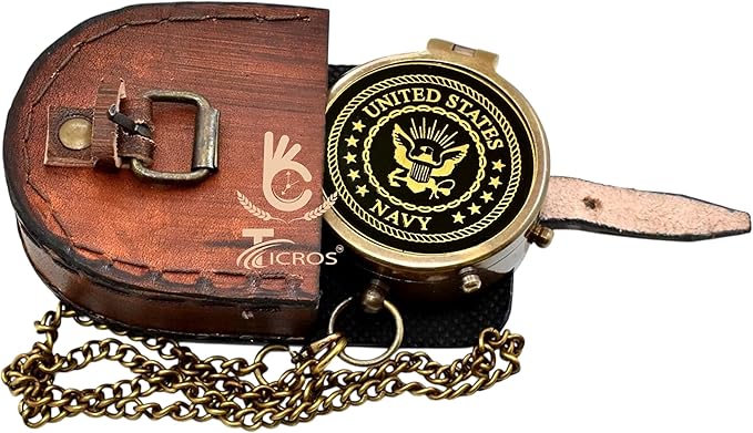 Vintage Brass Compass – Engraved Military Compass with Leather Case for Grossman, Veterans, Sailors, Men, Military Collectors – Retirement Gift,Graduation,Gift for Army Father, Jesus Said Gift Compass