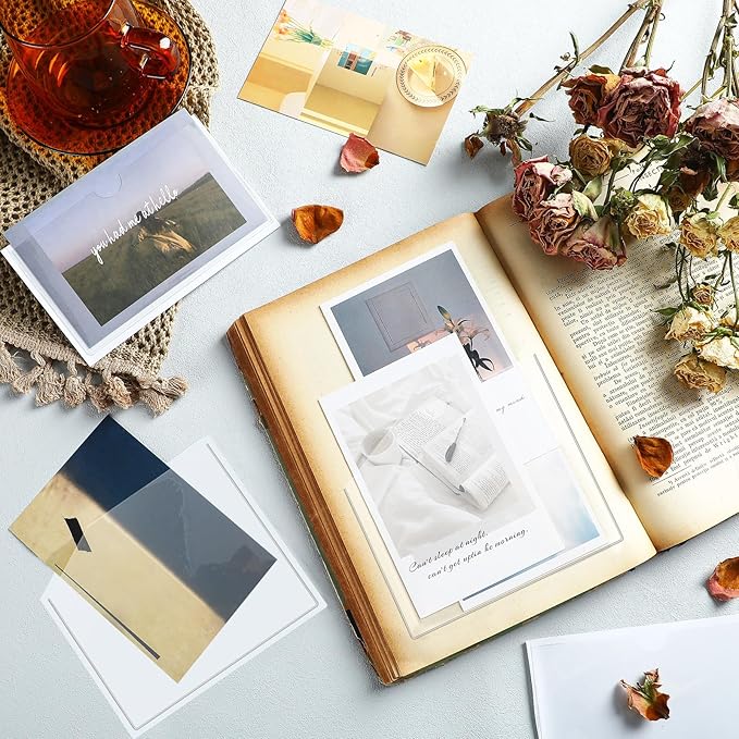 Junkin 40 Pcs Adhesive Pockets for Planners Index Card Pockets Planner Accessories Folder Self Sticky Clear Ideal Holder Top Open Add Storage Space to Notebooks Journal Office School Vinyl, 2 Styles