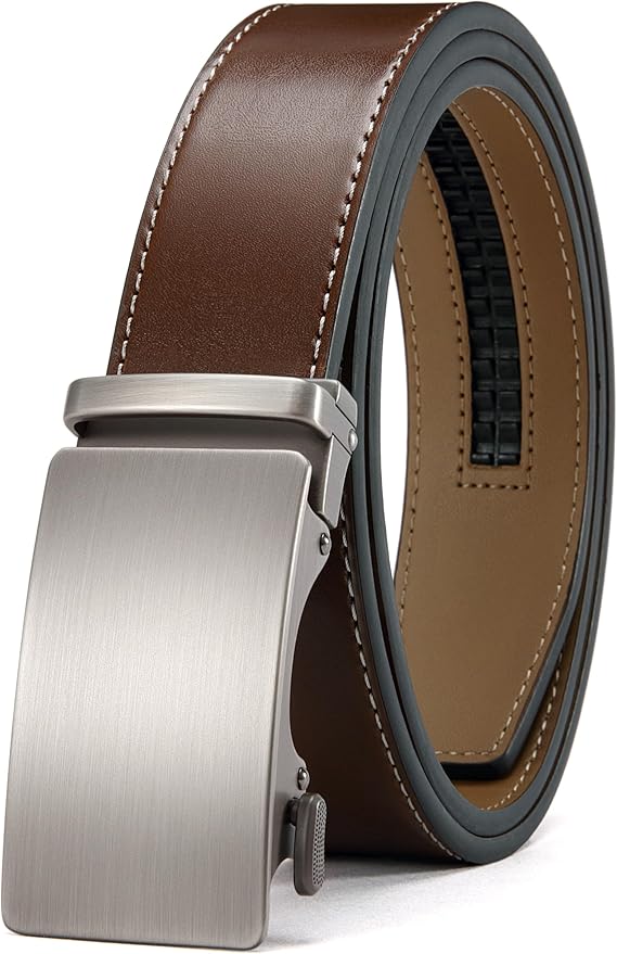 CHAOREN Mens Belt - Mens Ratchet Belt Leather 1 3/8" for Dress Pant - Micro Adjustable Belt Fit Everywhere