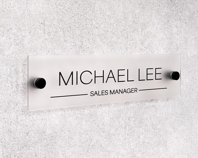 Name Plate For Wall or Door - Name Sign For Office (Frosted Acrylic)