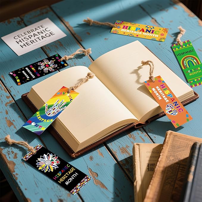 120 Pcs Hispanic Heritage Bookmarks – 12 Designs One-Sided Bookmarks for Hispanic Heritage Month Classroom Rewards Reading Gifts for Students Teachers Latino Decorations