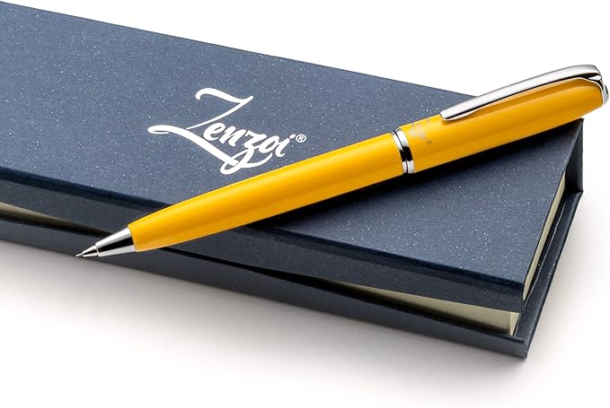 ZenZoi Yellow Mechanical Pencil w/Schmidt 0.7 mm Twist Lead System. Elegant Full Metal Pencil for Sketching, Drawing, Drafting, Writing & Note Taking. Luxury Gift Box for Men or Women