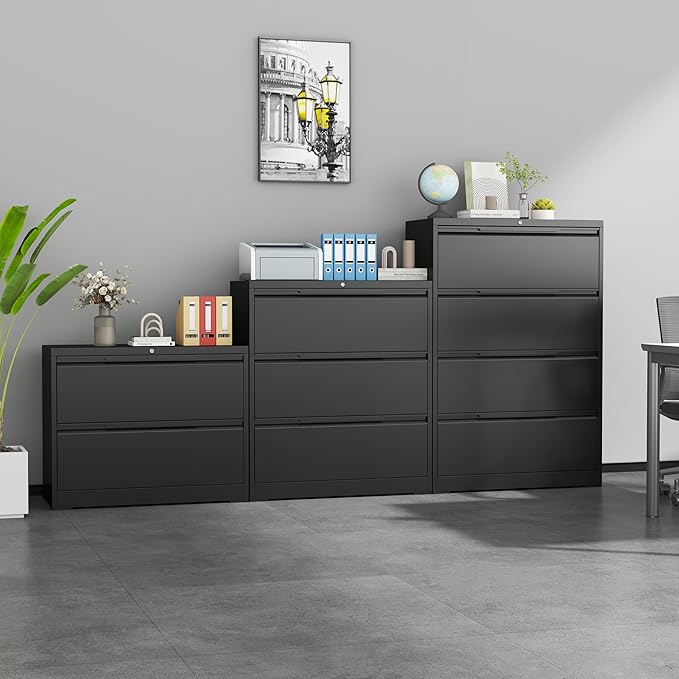 3 Drawer Lateral File Cabinets with Lock,Metal Filing Cabinet for Home Office,Wide Office Storage Cabinet with Hanging Bars for A4 Legal/Letter Size(Easy Assembly)