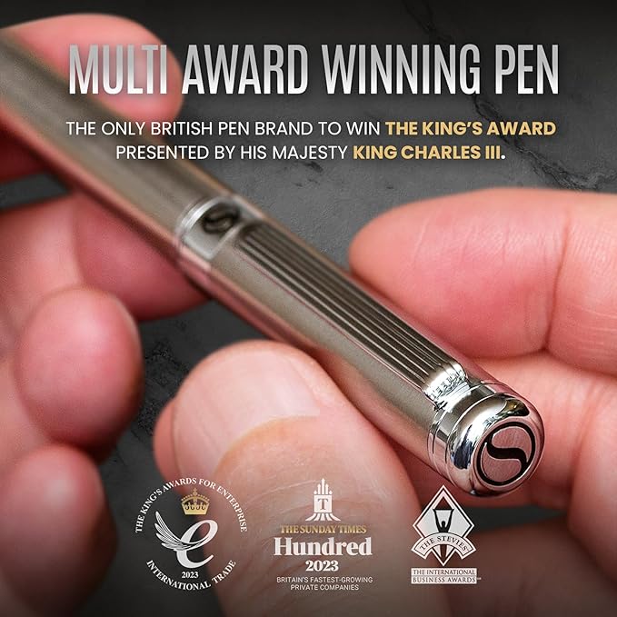 Scriveiner Stainless Steel Ballpoint Pen - Stunning Luxury Pen with Stainless Steel Finish, Schmidt Black Refill, Best Ball Pen Gift Set for Men & Women, Professional, Executive, Office, Nice Pens