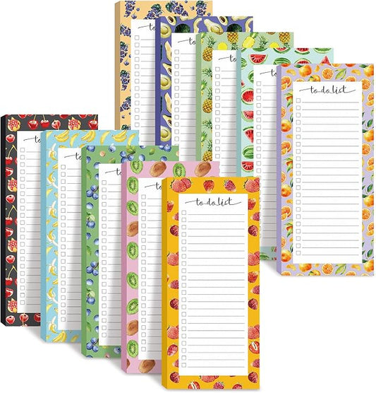 Censen 10 Pack 500 Sheets To Do List Notes Daily Checklist Notepads with 50 Sheets Each Undated Color Memo Pad Block Shopping List Pad Weekly Plan Notepad Organizer Planners(Fruit Color,Lined)