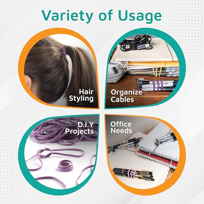 PlasticMill Rubber Bands - #33 Size - Argyle Purple Rubberbands - 1LB/500 Count