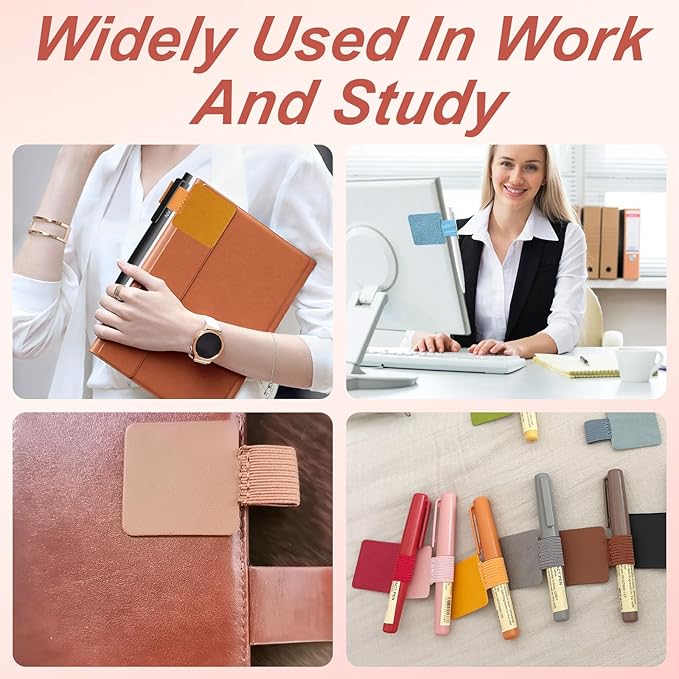 10-Pack Self-Adhesive Pen Loop Holder,Elastic Notebook Pen Holder for Journals,Planners,Diaries,10 Mixed Colors Magnetic Bookmark-Style Pen Holder