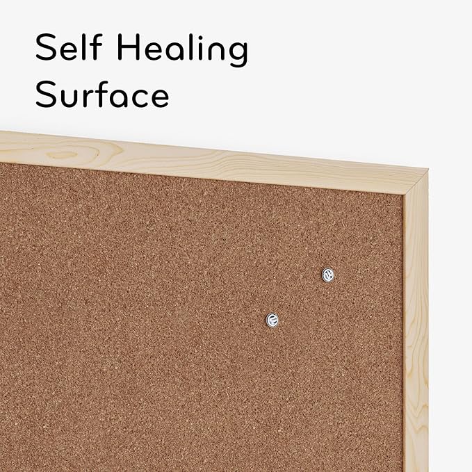 U Brands Cork Bulletin Board,18 x 24 Inches, Light Birch Wood Frame (265U00-01)