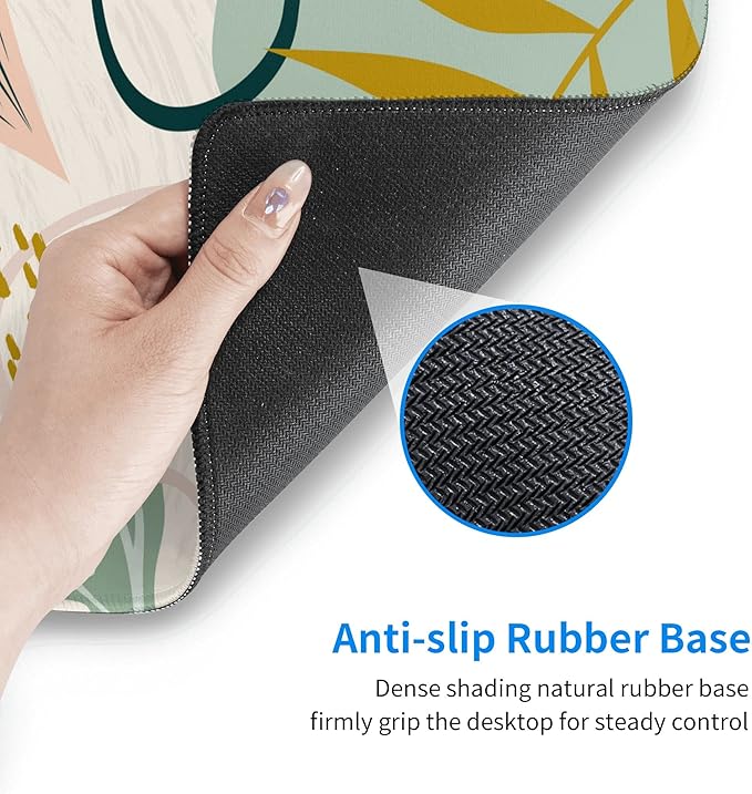 Desk Mat,Tropical Leaves Summer Plants Extended Gaming Mouse Pad for Office Work & Game,Computer Keyboard Mouse Mat Desk Non-Slip Rubber Base Large Mousepad with Stitched Edges, 31.5x15.7inch