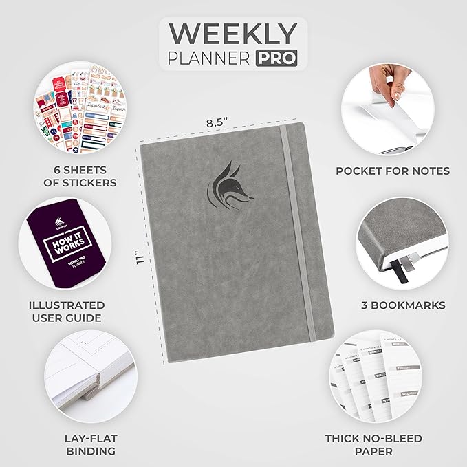 Clever Fox Planner PRO – Weekly & Monthly Life Planner to Increase Productivity, Time Management and Hit Your Goals, 8.5x11″ (Gray)