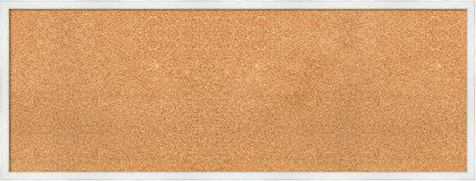 Amanti Art Natural Cork Board for Wall, 17x45 Vision Board with White Frame, Oversize Corkboard Office Decor for Home Organization, Country Rustic Corkboard Pinboard to Display Items for Home