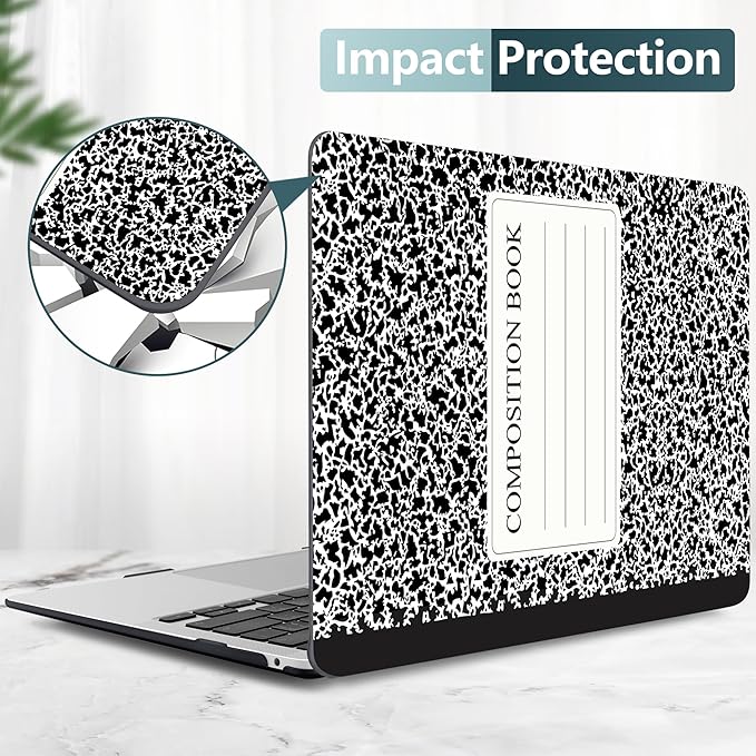 DONGKE Compatible with MacBook Air 13 inch Case 2021 2020 2019 2018 Release A2337 M1 A2179 A1932 with Retina Display & Touch ID, Plastic Hard Shell & Keyboard Cover - Composition Book