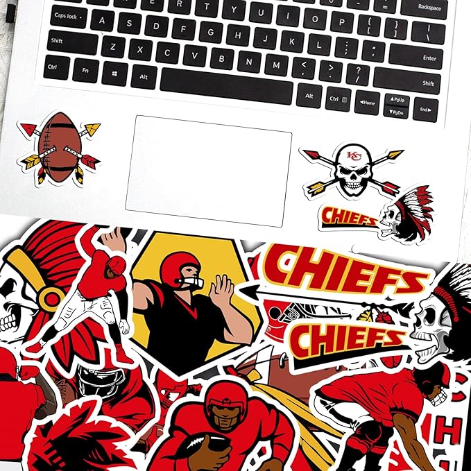 25 PCS Kansas City Stickers Decal for Chiefs Stickers Pack Football Stickers for Water Bottle, Laptop, Bicycle, Computer, Motorcycle, Travel Case, Car Decal Decoration Sticker Graffiti Decals