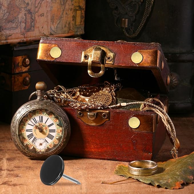 uxcell 100Pcs Upholstery Tacks, 11mmx15mm Flat Head Thumb Tack Decorative Furniture Nails Push Pins for Furniture Sofa Headboards, Black