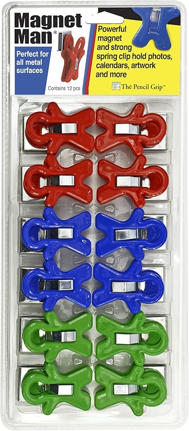 The Pencil Grip Magnet Man People Shaped Magnet Clips, Assorted Color, Set of 12, TPG-13212P