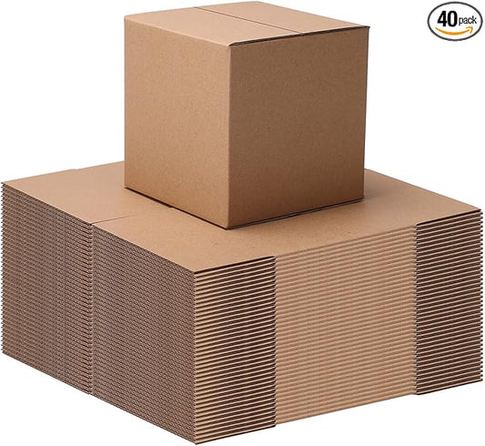 CRUGLA 40 Packs 5x5x5 Shipping Boxes for Small Business, Corrugated Cardboard Boxes Bulk for Shipping Packing Mailing