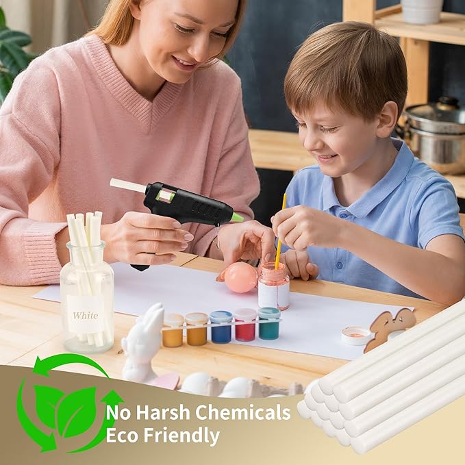 MATUFF White Hot Glue Sticks Full Size 0.43” Dia x 8” Long, 20 pcs Hot melt Adhesive Glue Sticks, All-Purpose Colored Glue Gun Sticks for DIY White Crafting Arts and Wedding Cards, Stamp Sealing