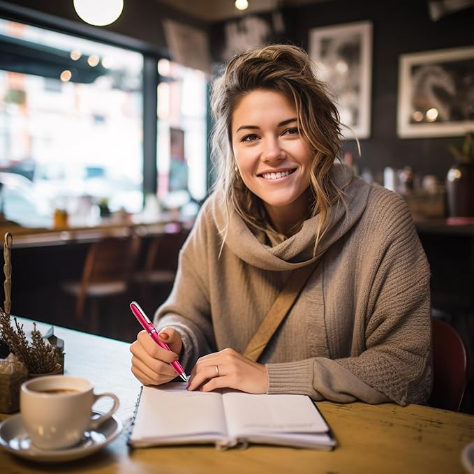 ZenZoi Pink Ballpoint Pen – Refillable, Luxury Pen for Women, Men. Smooth Writing Premium Schmidt Ink Refills. Fancy, High End Pen Gift Set. Retractable, Professional, Journaling pen