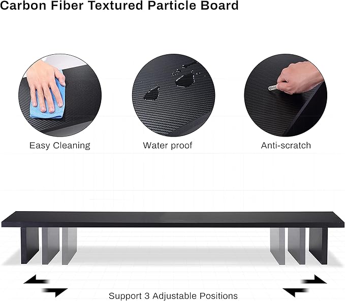 EUREKA ERGONOMIC Dual Monitor Stand - Adjustable Legs, Dual Monitor Riser, Carbon Fiber Computer Monitor Stand, Desktop Organizer, Monitor Stand Riser for PC, Computer, Laptop (Black)