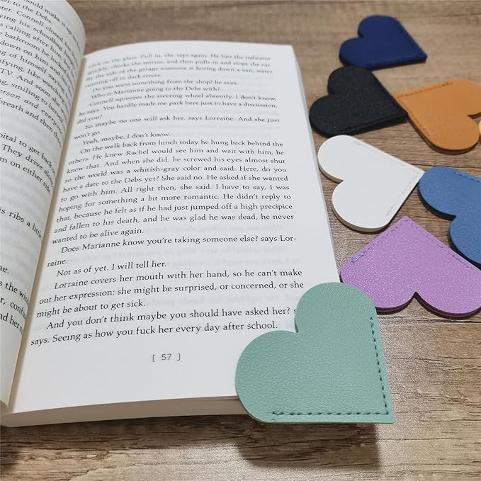 10Pcs Bookmarks for Women Book Marks for Reading Lovers, Cute Leather Heart Bookmarks for Friends Teachers Students Book Reading Lovers Present