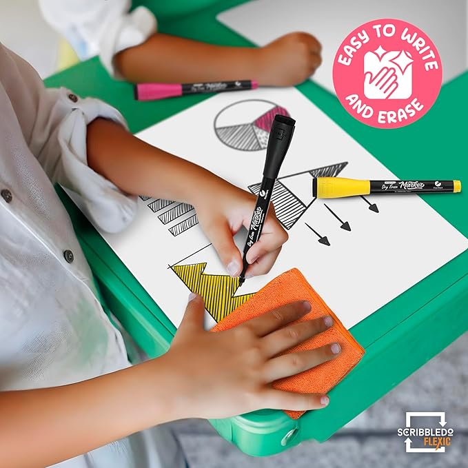 Scribbledo College Ruled Lined White Board Sheets for Students 9”x12” Dry Erase Board with Lines Sheets Ruled Writing Whiteboard Sheets Homeschool Supplies Teacher Classroom Pack of 10