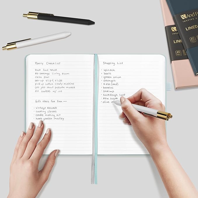 A5 Lined Leather Journal and Pen Set, Hardcover Notebook with Pen, 160 Pages 100gsm Thick Ruled Paper for for Women Men Work Business School or Home Writing, 5.7'' x 8'' (Light Apricot)