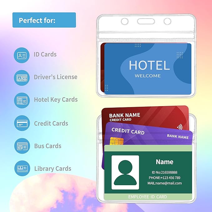 RexID ID Badge Holder with Clip Badge Reels Clear Plastic Name Tag Badge ID Card Name Tags (25 Pcs (Horizontal), Blue)