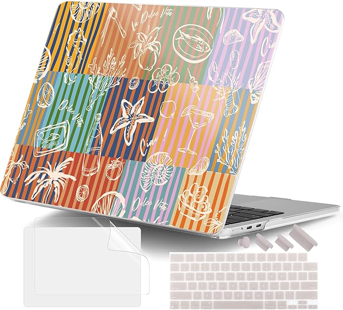 DONGKE Compatible with M4 MacBook Air 15 inch Case 2025-2023 A3241 A3114 A2941 M3 M2 Retina Display Touch ID, Plastic Hard Case & Keyboard Skin for MacBook Air 15" - Italy Mood