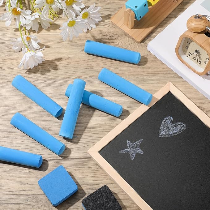 Fulmoon 40 Pcs Jumbo Sidewalk Chalk for Kids Outdoor Art Non Toxic Large Washable Street Chalk for Adults Drawing Painting Classroom(Blue,Round Style)