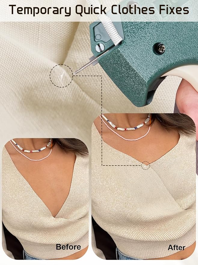 HOUSEDAY Mini Stitch Gun for Clothes, Temporary Stitchy Quick Clothing Fixer with 3 Mini Needles, 3120 Micro Fasteners, Portable Emergency Clothing Stitch Gun Micro, Handheld Stitch Tagging Gun Kit