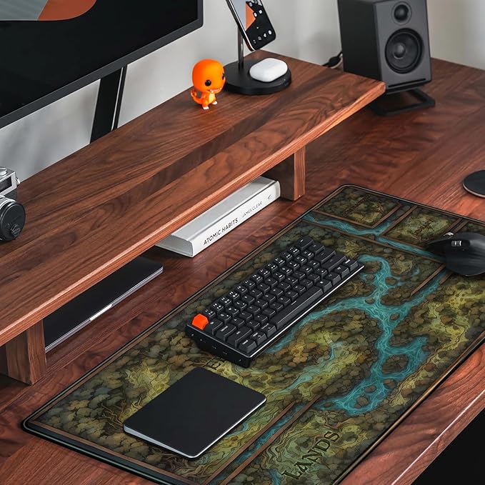 Game Forest Large Mouse Pad XXL Green Map Playmat for MTG Adventure Gaming Deskpad Desk Mat for Keyboard and Mouse Mat with Stitched Edges Anti-Slip Funny Desk Pad, 31.5 X 15.8 in