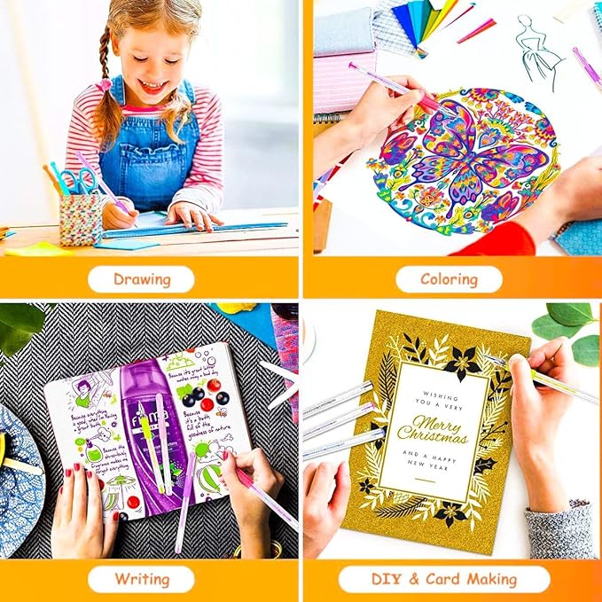 Soucolor Markers for Adult Coloring Books, Coloring Markers for Teacher Appreciation Gift School Office Supplies, 120-Piece Art Set: 60 Gel Pens + 60 Refills with Travel Case for Kids Card Making