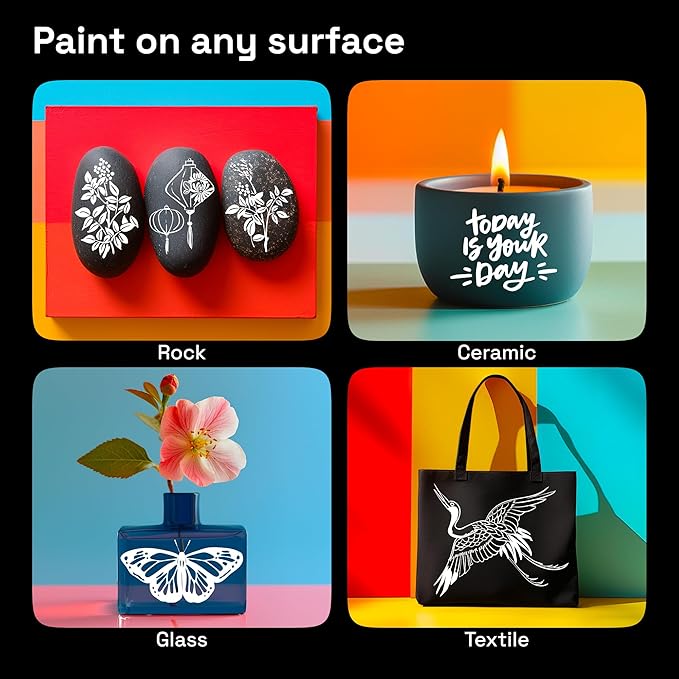 ARTISTRO 2 White Dual-Tip Acrylic Paint Pens - Multisurface Markers for Fabric, Plastic, & More, 1 mm Fine & Brush Tips