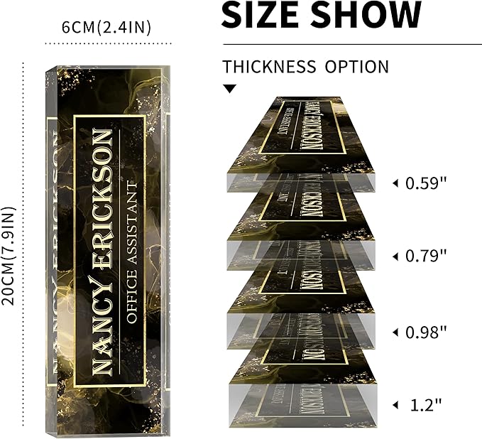 Personalized Name Plate for Desk, Custom Desk Name Plate, Acrylic Name Plate Office Desk Accessories, Personalized Office Gifts for Coworkers Teachers, Employee Appreciation Gifts (B-Gray Marble)